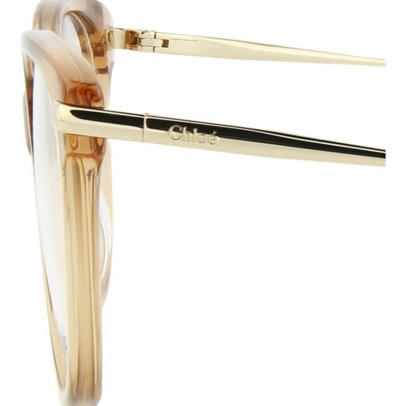 Chloé Womens Cat Eye Brown Gold Transparent Fashion Designer Eyewear - Picture 5 of 5